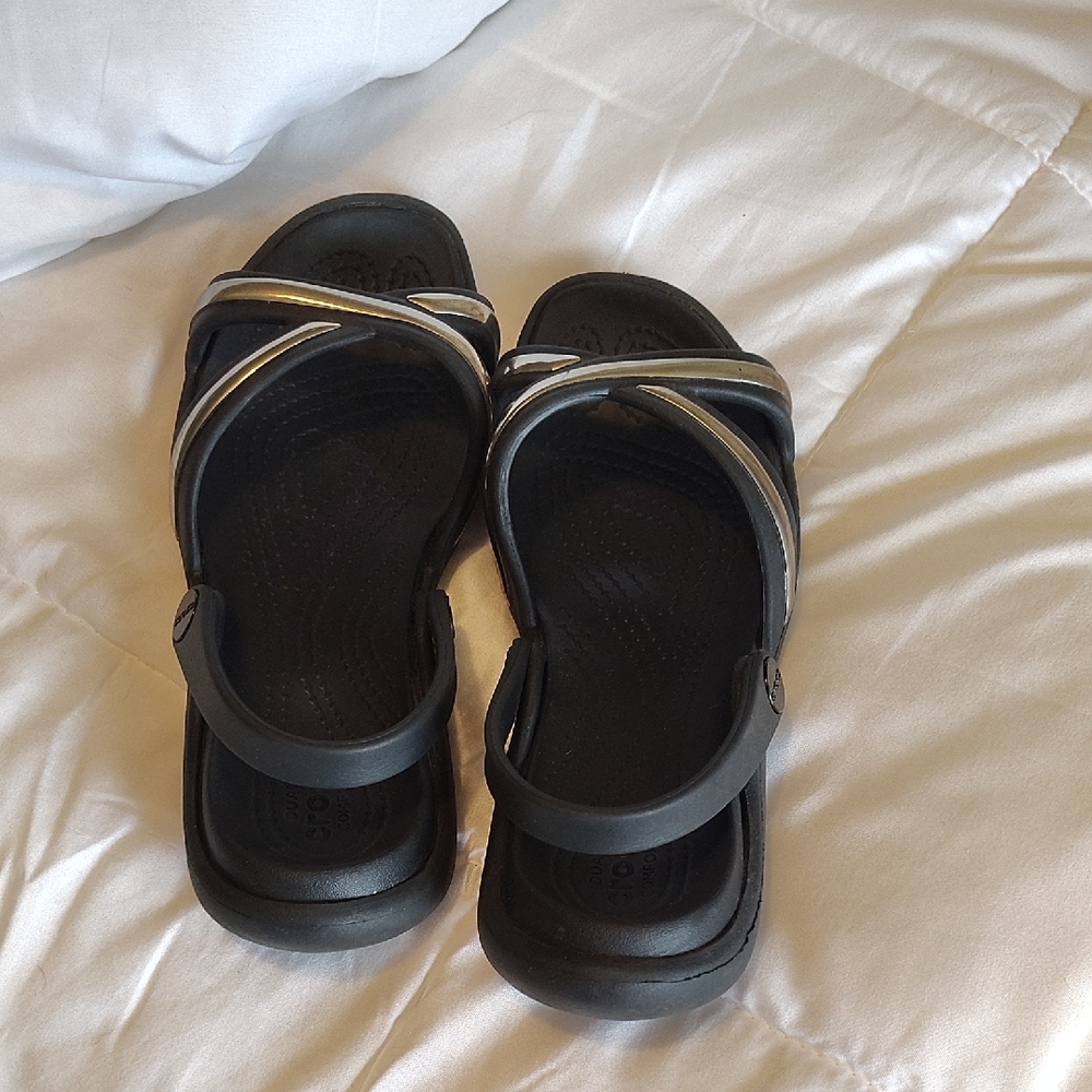 CROCS Black and Silver Women's Sandals